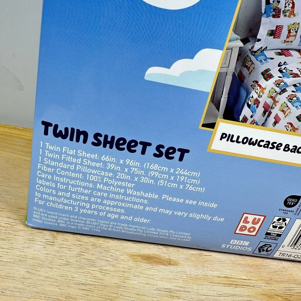 Bluey Holiday Sheet Set Kids Twin Bluey Bingo 3 Piece‎ Bedding Set NEW Gifting